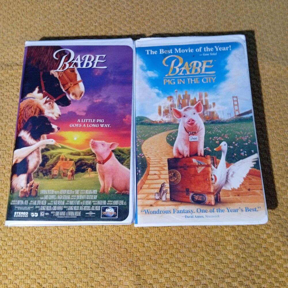 Babe(1995) & Babe Pig In The City(1998) Clamshell VHS Lot